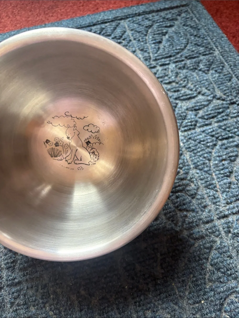 Stainless Steel Bowl with Cute Fox Illustration